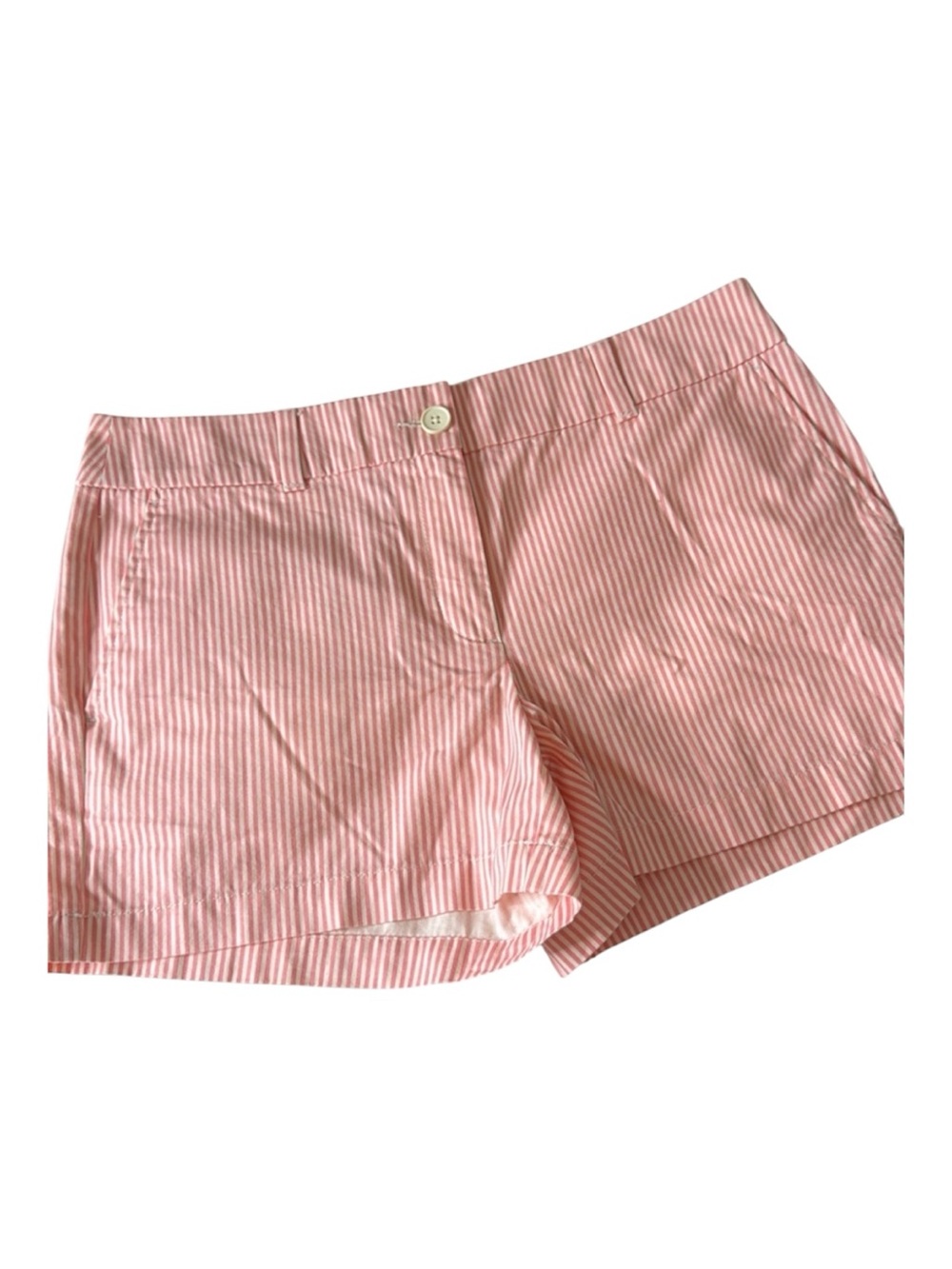 LOFT Mid Rise 4” Twill Shorts Pink and Cream Stripe Size 8